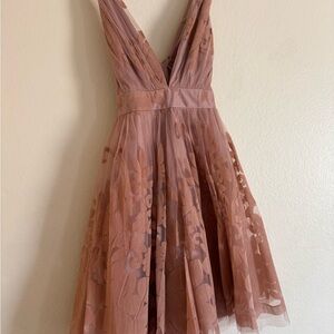 Luxxel Dusty Rose Floral V-Neck A-Line Dress